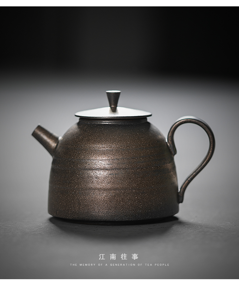 Jiangnan memories rust by hand small glaze ceramic teapot Japanese gold ceramic POTS kung fu tea set household single pot of restoring ancient ways