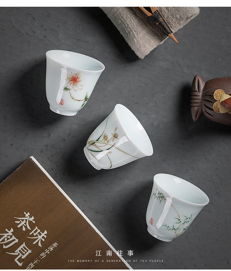 Jiangnan kung fu small ceramic sample tea cup god of a cup of tea cups past a small glass bowl with a single single CPU fullness