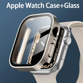 Glass+Cover for Apple Watch case 7 45mm 41mm accessories