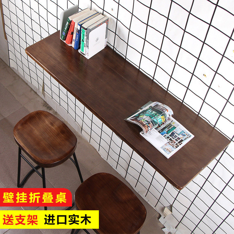 Wall-walled solid wood suspension desk wall hanging wall wall fixed wall wall folding table wall hanging