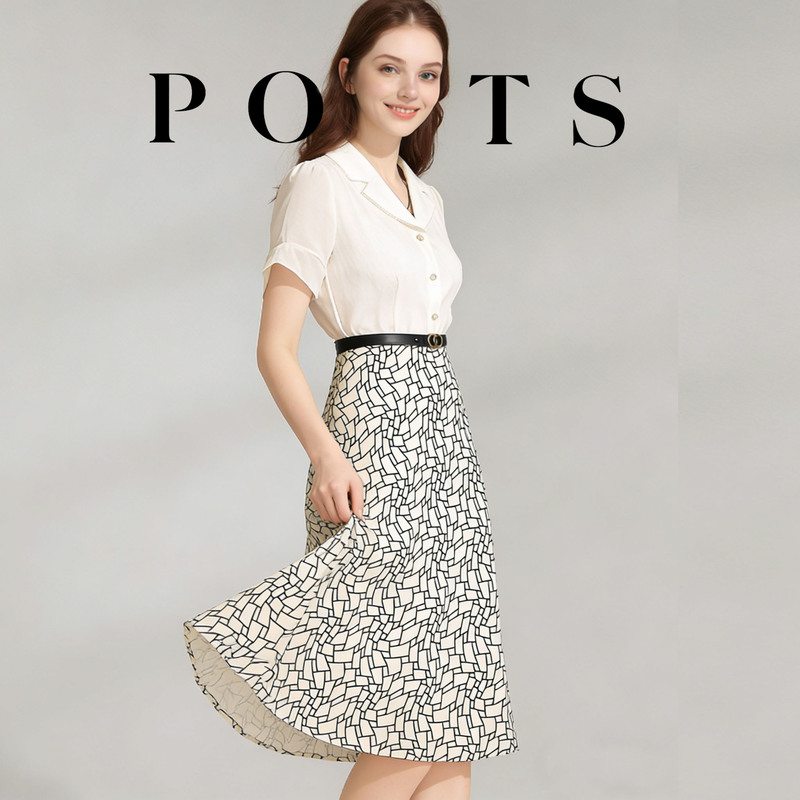 International Top Brand 2026 Summer New Elegant Lady-Style Dress with High-End Temperament, Short-Sleeve Shirt and Skirt Combination