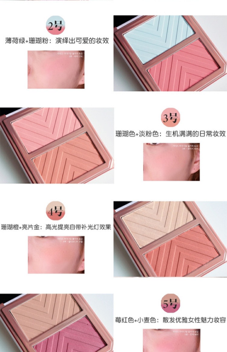 Lange pha lê hai màu má hồng bền màu trang điểm ba chiều rouge trang điểm tự nhiên lâu bền Hàn Quốc đích thực - Blush / Cochineal má hồng peripera