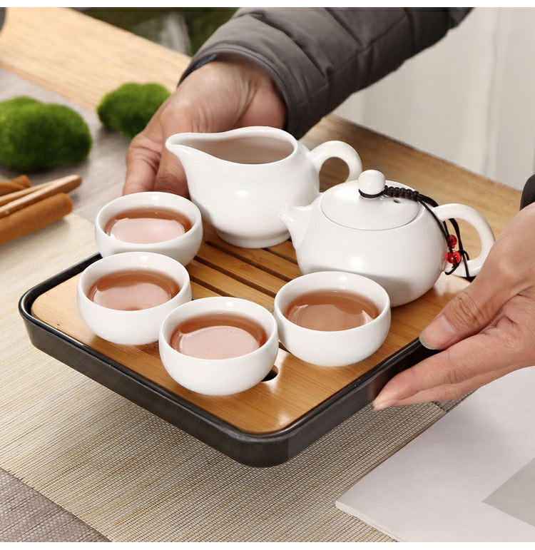 Portable travel tea set kung fu tea teapot teacup travel of a complete set of ceramic tea set tea tray to customize logo