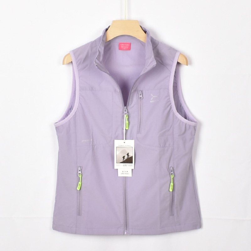 Women's Outdoor Quick-Dry Vest with Multiple Pockets for Travel and Running, Breathable Quick-Dry Vest with Stand Collar
