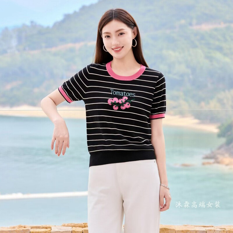 Mu Zilin 2026 Summer New Large Size Slimming Loose Lyocell Tencel Knitwear Women's Top T-Shirt 57803