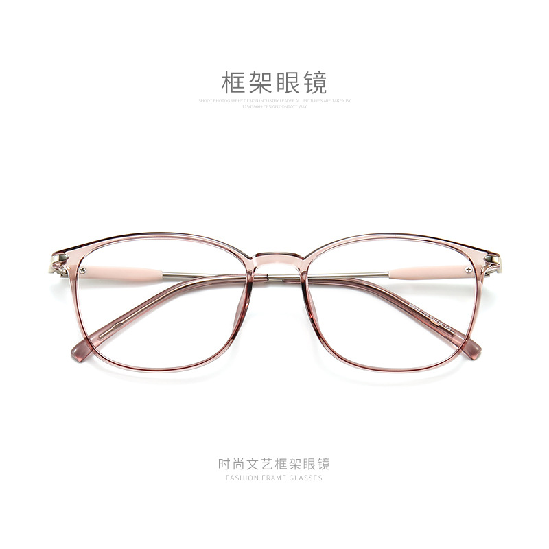 Myopia glasses female tea transparent frame male optics can be equipped with degree box
