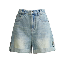 (Yiyang Selection) Mid-high waisted cuffed quarter pants slimming and longer legs live broadcast 1080