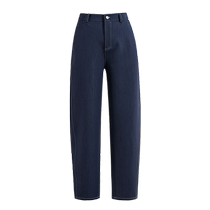 Yiyang Imitation Denim Straight Womens 24 Autumn New Loose Fat-covering Skinny Casual Pants Banana Wide-Leg Pants