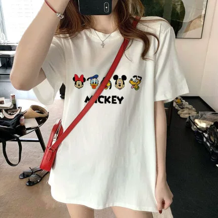 Mickey T-shirt nữ ngắn tay thủy triều lưới màu đỏ Dongdaemun mới Hàn Quốc cá tính hàng đầu Sinh viên phong cách phương Tây Quần áo nữ phong cách Hồng Kông - Áo phông