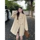 MOBAI Silent White Retro College Style Hooded Wool Coat Women's Winter Loose Short Jacket