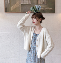 MOBAI sweetheart girl 2020 new sweater jacket autumn and winter loose lazy wind short temperament knitted cardigan