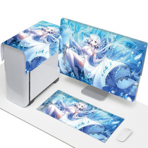 Desktop computer dust cover main case cover cloth monitor keyboard dust cloth set screen fabric gray girl