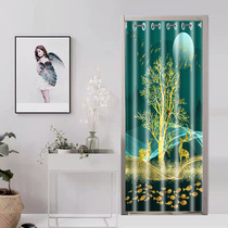 Free Punch Door Curtain Partition Curtain Shelter Wind Cloth Art Bedroom Home Try Dressing Room Kitchen Toilet Cloth Curtain Customised