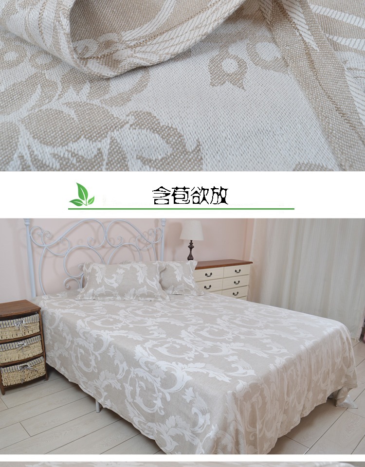 Hama Shuang 100% lanh mat jacquard đôi công nghệ cạnh cong tấm kích thước mat - Thảm mùa hè chiếu trúc đơn