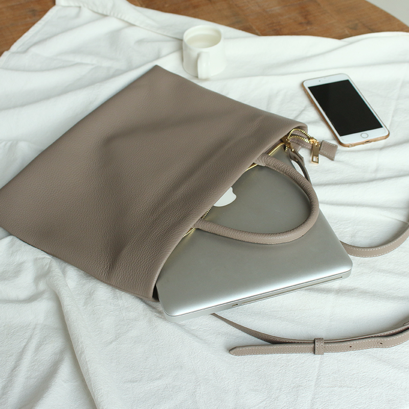 PANLULUPAN niche design leather handbag document bag 13 inch computer bag portable shoulder Messenger briefcase