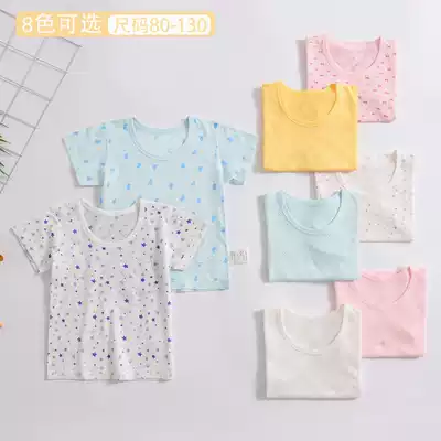 Japanese new summer thin children's T-shirt cotton mesh half-sleeve boys and girls round neck short sleeved boneless top