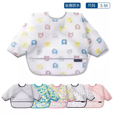 New baby full body waterproof cover, disposable and easy to take care of back clothes 0-3 years old children eat, sleeves waterproof