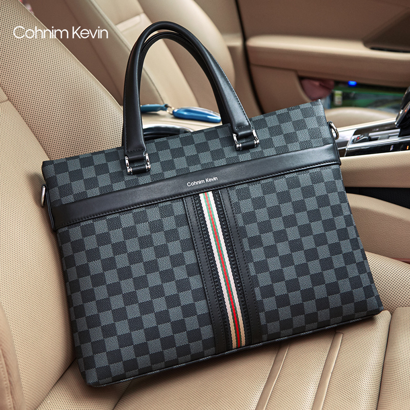Cohnim Kevin men's large capacity briefcase Business Brief Travel handbag Leisure Obliquely Cross Tide Men Bag