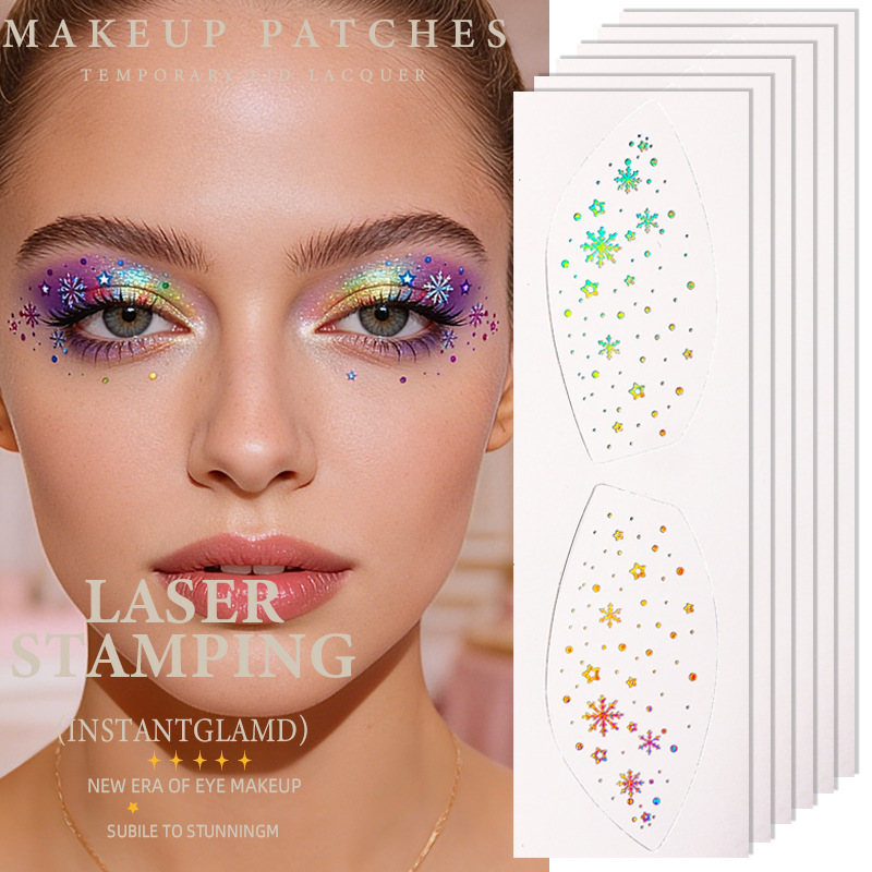 Cross-Border European and American Eye Makeup Christmas Tattoo Stickers Waterproof Holographic Glitter Laser Metallic Makeup Face Stickers Tattoos Cross-Border European and American Eye Makeup Christmas Tattoo Stickers Waterproof Holographic Glitter Laser Metallic Makeup Face Stickers Tattoos