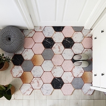 ins white grey Nordic hexagonal brick ground mat flower brick carpet mesh red folk hall entrance mat to sole sandy soil