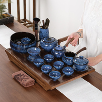 Jiyu Kiln changed the Sky eye glaze Jianzhan kung fu tea set set home set rabbit silk tea set teapot Group