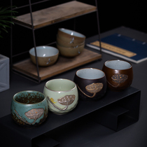 Jiyu ceramic tea cup gift box hand-painted gold kung fu small tea cup retro Chinese Tea Master Cup Tea Cup