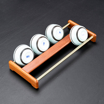 Tea cup holder paulownia wooden rack handmade solid wood storage rack double drain drying cup holder Zen kung fu tea set accessories