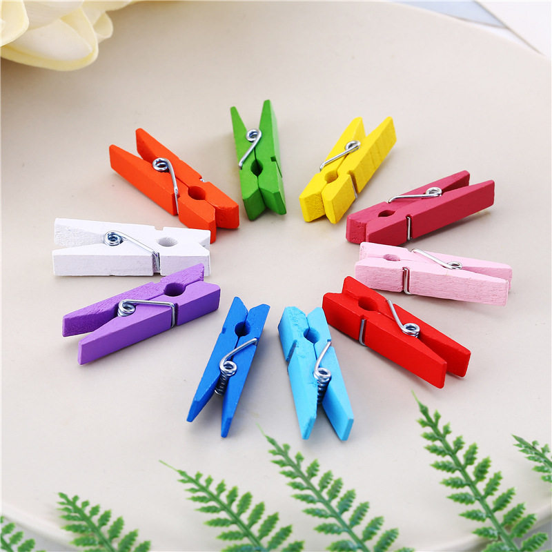 Color small wooden clip diy hand-decorated small wooden clip photo clip hemp rope wooden clip sealing clip