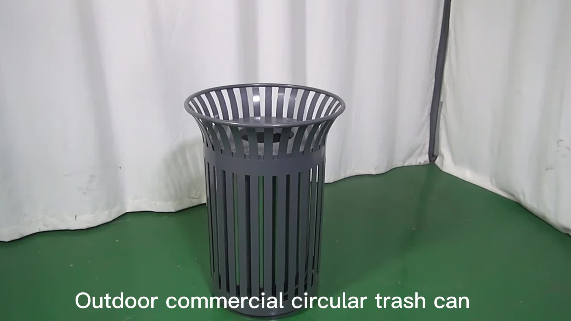 Outdoor Thermoplastic Slatted Steel Garbage Receptacle Trash Can