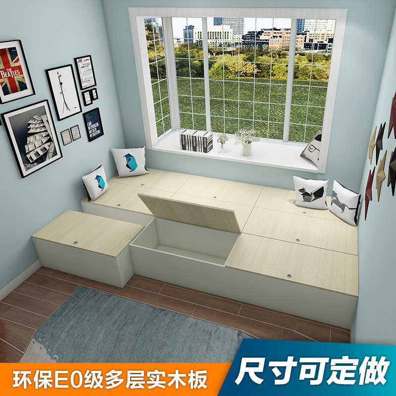 Simple small bedroom Tatami custom whole bed Multi-functional small apartment Study Children's room Bay window cabinet Step rice