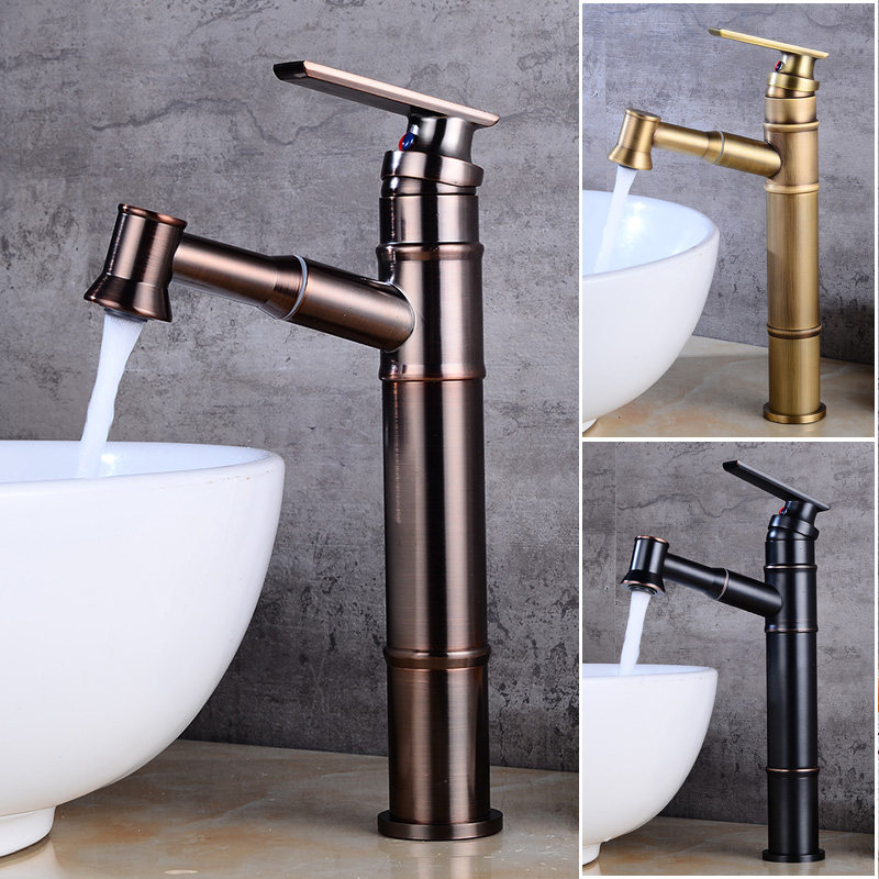 American pasta pumping pull tap hot and cold washbasin brass telescopic black make-up room bathroom splash-proof tap
