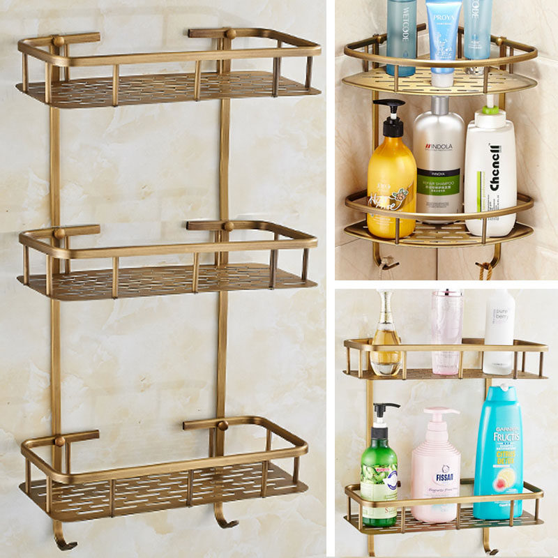 Imitation ancient Shelves Eurostyle Bathroom Pendant MAKEUP ROOM QUADRILATERAL SINGLE LAYER SHELVE WALL HANGING BATHROOM BRONZE PENDANT