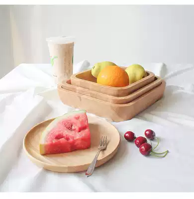  Japanese style personalized solid wood tray Pastry plate Round variety of wooden dishes Cold dishes Snack dishes
