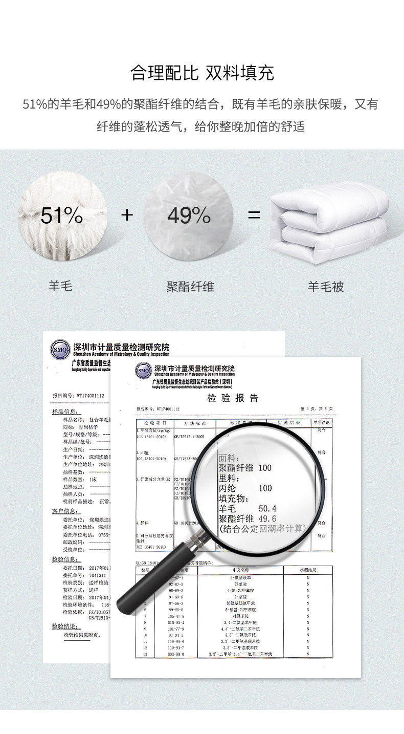 20年老品牌 埃迪蒙托 双人复合羊毛被 2*2.3m 重7斤 图4