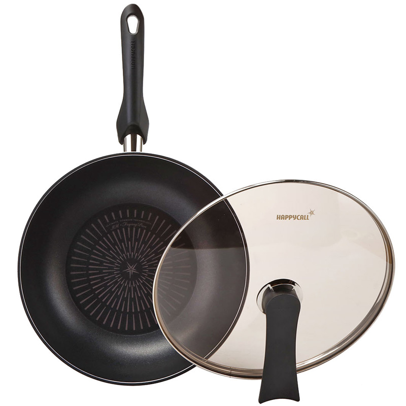 South Korea imported HAPPYCALL plasma Titanium non-stick smoke-free wok Gas induction cooker universal 30cm with lid