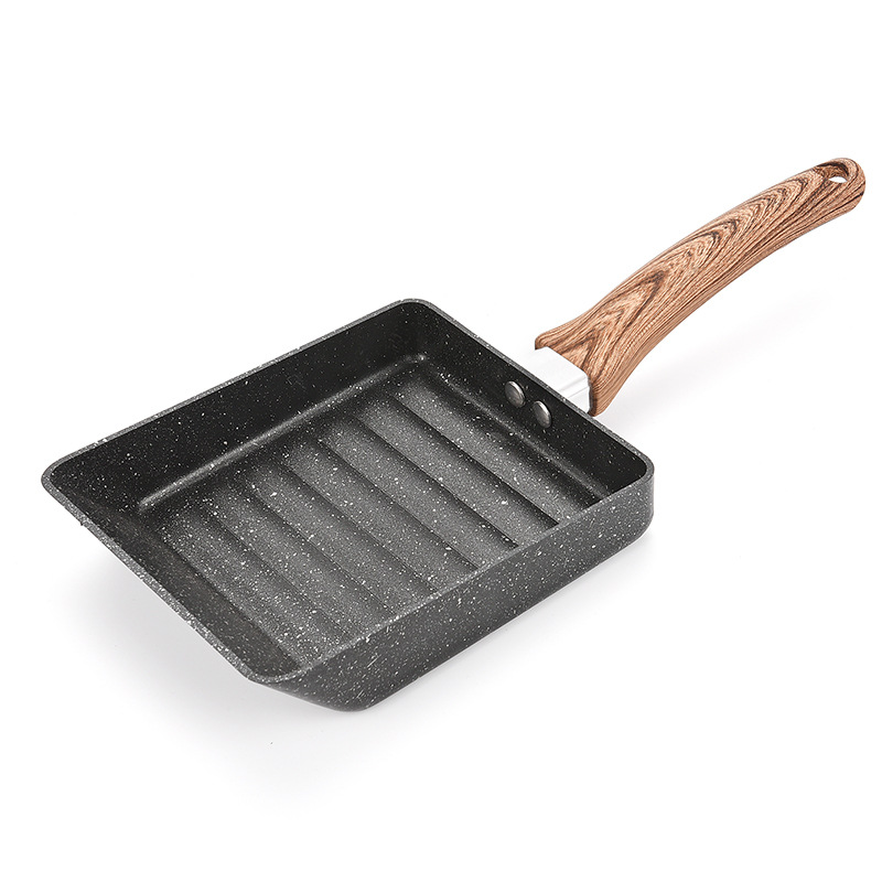 COREN medical stone sun-style jade burn flat bottom pan wave square frying pan not to be covered with pot-thick egg burning gas stove