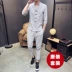 Thanh niên retro phong cách Trung Quốc Bộ đồ vest Trung Quốc bộ đồ vest ngắn tay Hanfu cải tiến hai bộ quần áo nam quốc phục đồ bộ đẹp Trang phục dân tộc