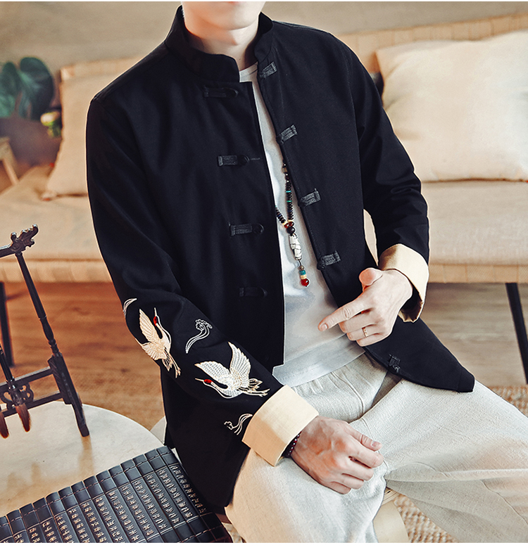 Bộ đồ Trung Quốc Tang Hanfu Kiểu Trung Quốc nam thêu cần cẩu Juss trang phục mùa thu quốc phục thanh niên tay áo dài bộ đồ nam nữ