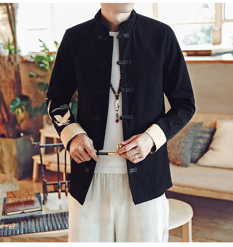 Bộ đồ Trung Quốc Tang Hanfu Kiểu Trung Quốc nam thêu cần cẩu Juss trang phục mùa thu quốc phục thanh niên tay áo dài bộ đồ nam nữ