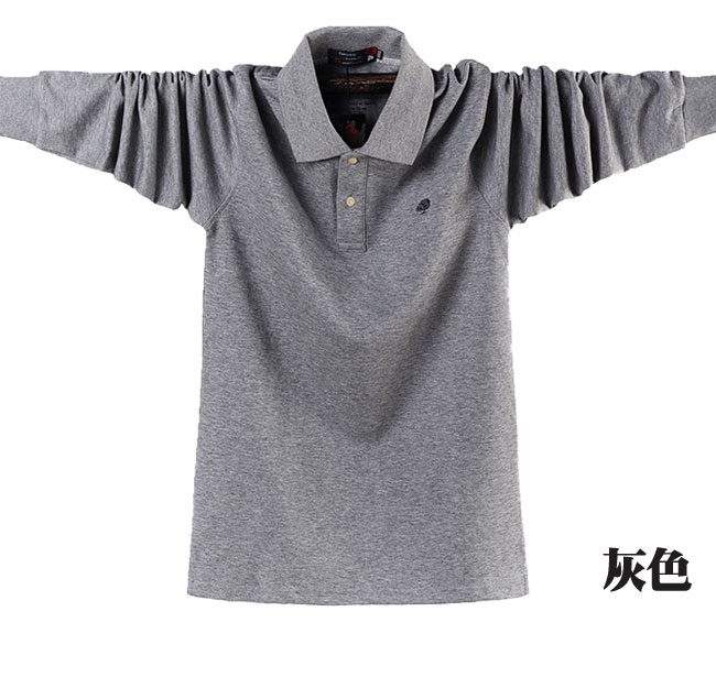 Mùa thu và mùa đông thêm ve áo rộng lớn áo thun nam dài tay cotton cộng với phân bón để tăng mỡ cơ thể mập mạp chạm đáy áo polo mùa thu shirt versace