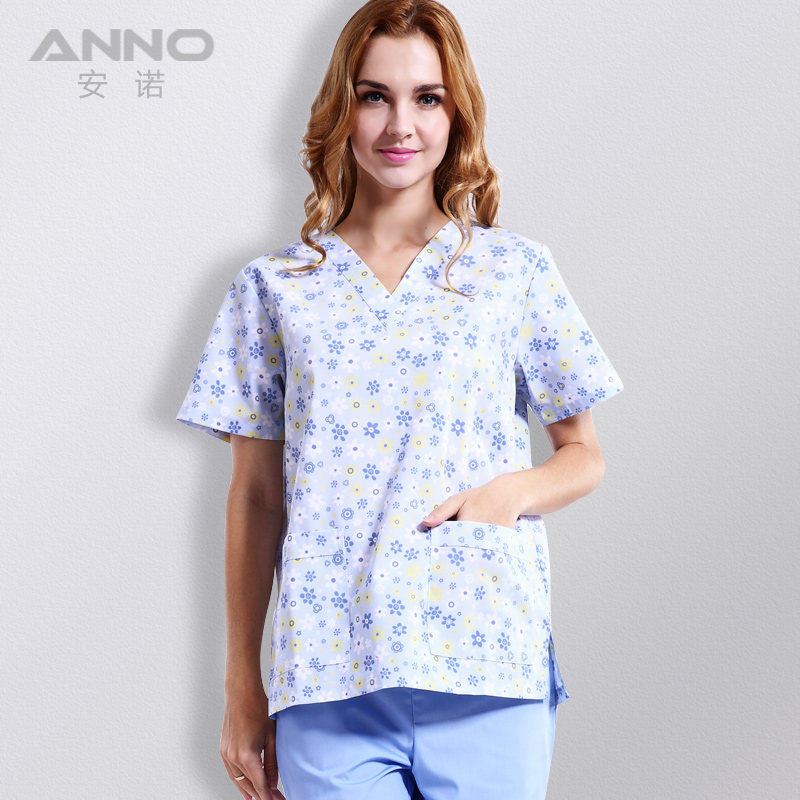 ANNO ANNO hand washing clothes printed V-collar brush hand clothes two-piece nurse medical clothes surgical work clothes Xiao Huayu