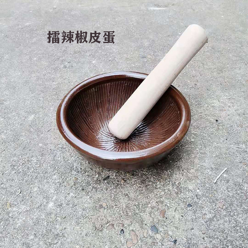 The new old style of the red pepper chili leather egg whizzed with the tea garlic puree for home handmade grinding bowls Coffee color coarse figurines