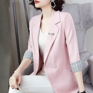 职业西装外套女2020年夏季新款韩版休闲时尚撞色网红小西服上衣