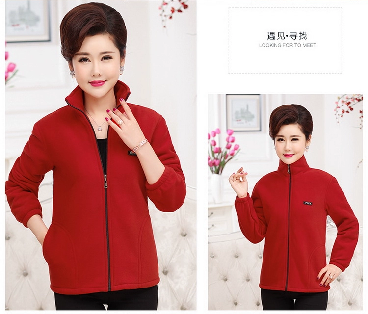 Mùa thu và mùa đông của phụ nữ trung niên cộng với áo khoác nhung kích thước lớn áo len mẹ tải áo khoác lông cừu mùa thu