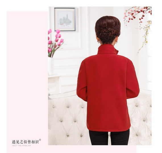 Phụ nữ trung niên mới mùa xuân áo len áo len thời trang trung niên mẹ tải mùa xuân và mùa thu ngắn áo khoác giản dị áo khoác ngắn nữ đẹp