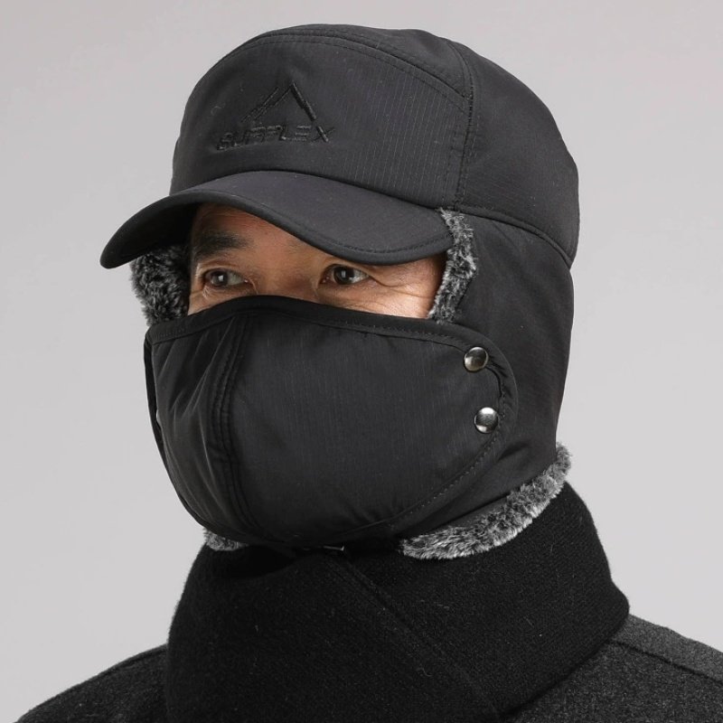 Men's Winter Hat with Ear Flaps, Fleece-Lined, Warm Cotton Hat for Middle-Aged and Elderly Men, Suitable for Fathers and Grandfathers