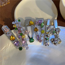 Korean design light and luxurious full of diamonds zircon side clips duckbill clips for broken hair elegant and simple retro girl hair accessories