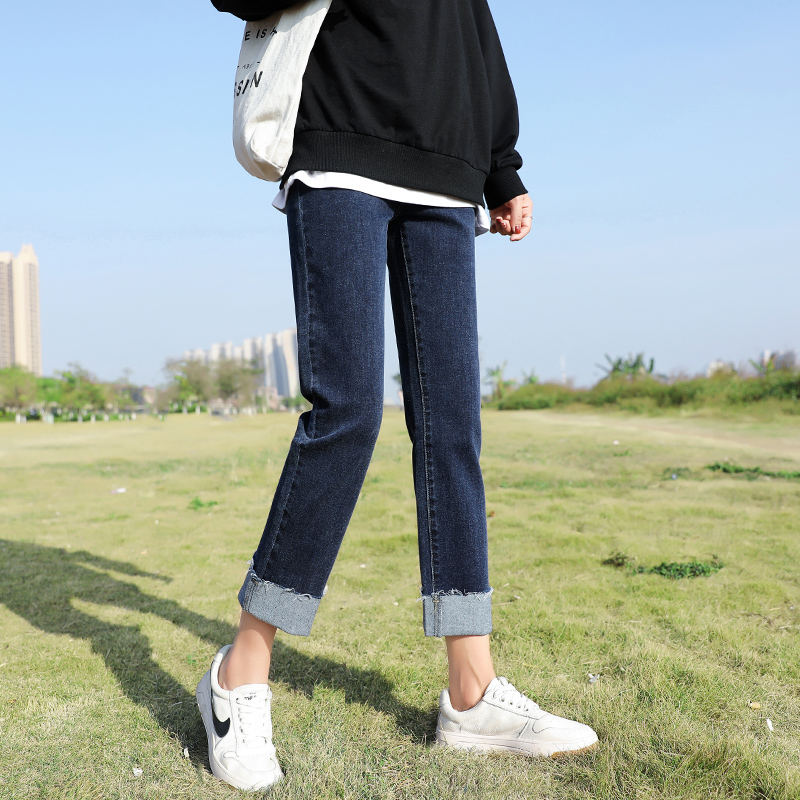 Curl Straight Drum Jeans Woman Spring Autumn New High Waist Loose Wide Leg Elastic 100 Hitch Slim 90% Smoke Pipe Pants