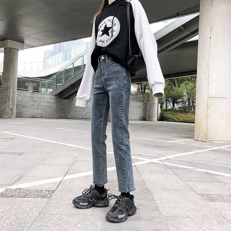 Jeans Woman Straight Drum Loose Autumn Winter New Retro Chic Small Sub High Waist Display Slim 100 lap outwear