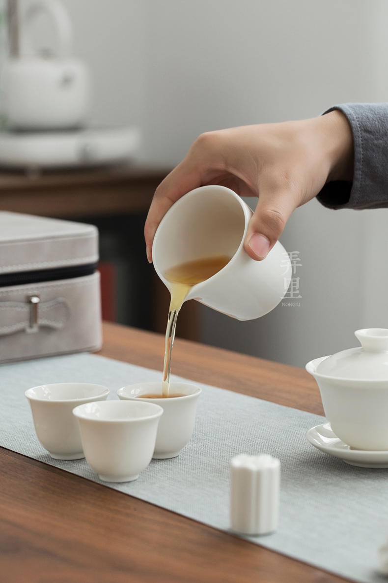 The Get | white porcelain kung fu tea set in ceramic dedicated group contracted tureen tea cups of a complete set of training tea art would